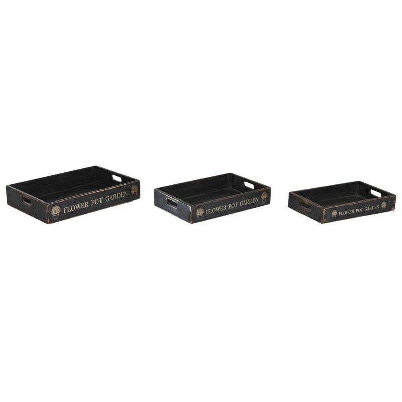 Set di Vassoi Home ESPRIT Nero Legno di abete 56 x 38 x 10 cm (3 Pezzi) Set di Vassoi Home ESPRIT Nero Legno di abete 56 x 38 x 10 cm (3 Pezzi)