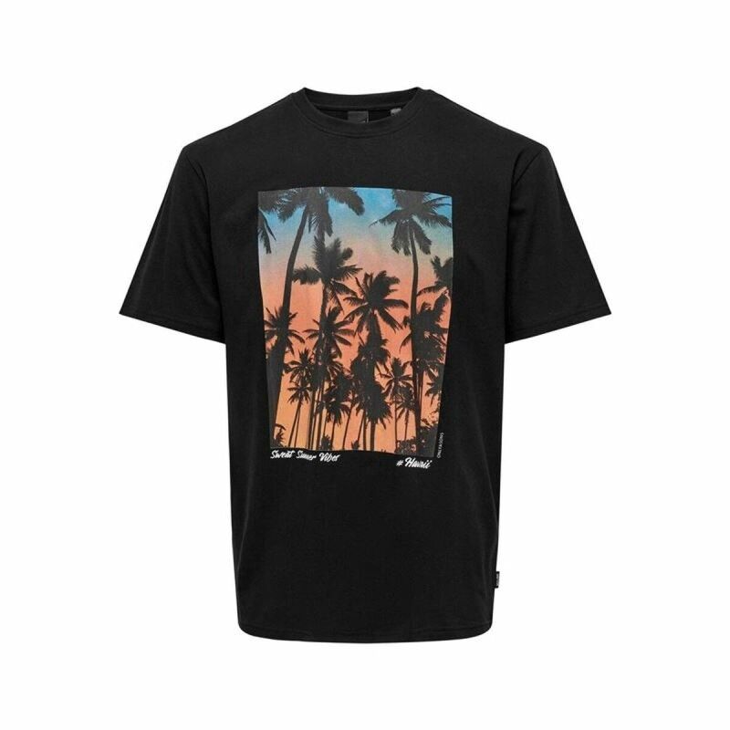 Maglia a Maniche Corte Uomo Only & Sons Onskolton Reg Beach Nero Maglia a Maniche Corte Uomo Only & Sons Onskolton Reg Beach Nero