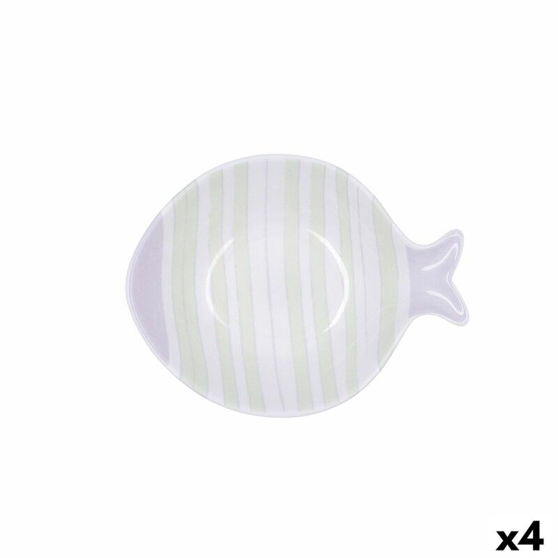 Ciotola Quid Kaleido Bicolore Ceramica Pesce 15 x 13 x 4 cm (4 Unità) Ciotola Quid Kaleido Bicolore Ceramica Pesce 15 x 13 x 4 cm (4 Unità)
