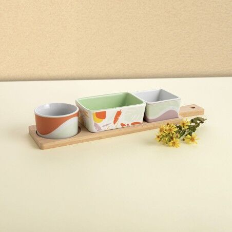 Set da portata Quid Kaleido Multicolore Legno 32 x 8 x 4,6 cm 4 Pezzi