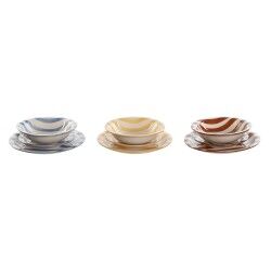 Servizio di Piatti Home ESPRIT Giallo Azzurro Rosso Gres Righe Mediterraneo 27,5 x 27,5 x 2,8 cm 18 Pezzi