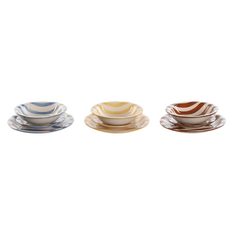 Servizio di Piatti Home ESPRIT Giallo Azzurro Rosso Gres Righe Mediterraneo 27,5 x 27,5 x 2,8 cm 18 Pezzi Servizio di Piatti Home ESPRIT Giallo Azzurro Rosso Gres Righe Mediterraneo 27,5 x 27,5 x 2,8 cm 18 Pezzi