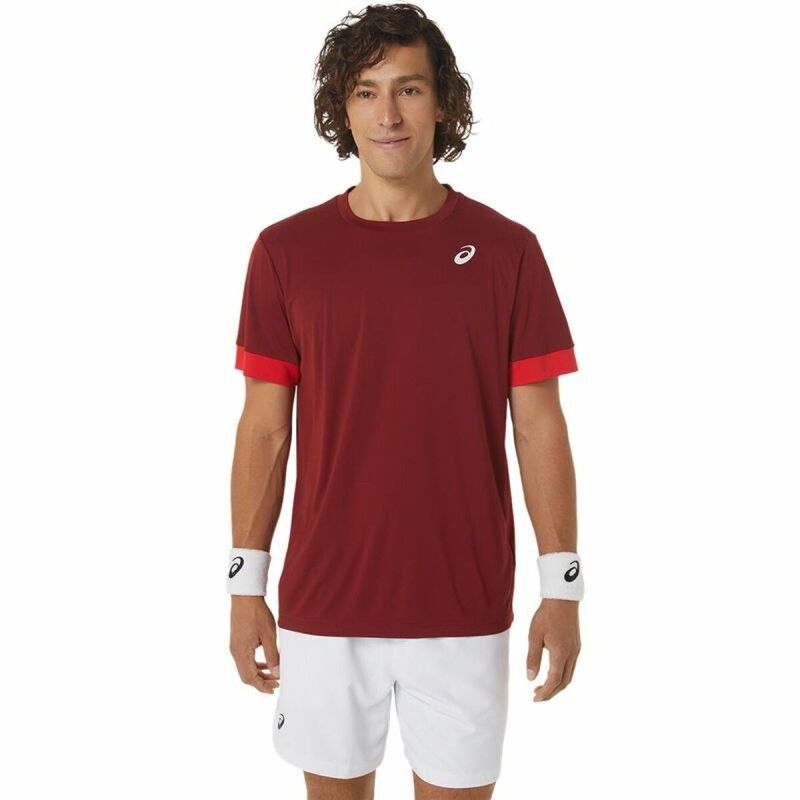 Maglia a Maniche Corte Uomo Asics Court Rosso Scuro Tennis Maglia a Maniche Corte Uomo Asics Court Rosso Scuro Tennis