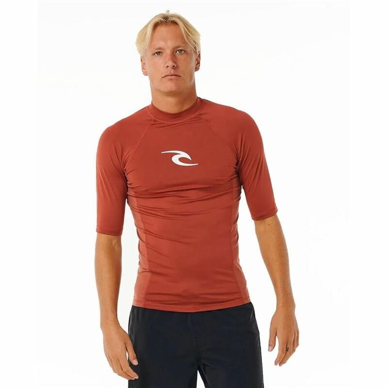 Maglia a Maniche Corte Uomo Rip Curl Waves Upf Marrone Maglia a Maniche Corte Uomo Rip Curl Waves Upf Marrone