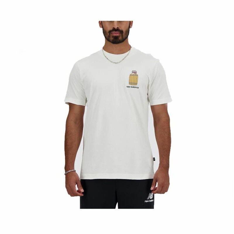 Maglia a Maniche Corte Uomo New Balance Sport Essentials Barrel Bianco Maglia a Maniche Corte Uomo New Balance Sport Essentials Barrel Bianco